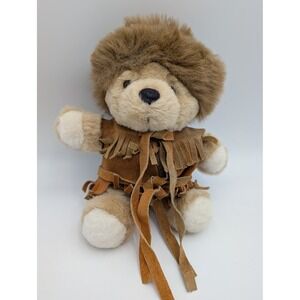 Mary Meyer Plush Teddy Bear Tan Frontiersman Coonskin Hat Fringe